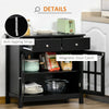 Sideboard Buffet Cabinet, Storage Cupboard with Glass Doors, Adjustable Shelf and 2 Drawers for Kitchen, Black