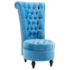 Retro High Back Armless Royal Accent Chair Fabric Upholstered Tufted Seat for Living Room, Dining Room and Bedroom, Blue