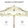 9' Patio Umbrella with Push Button Tilt and Crank, Double Top Ruffled Outdoor Market Table Umbrella with 8 Ribs, for Garden, Deck, Pool, Cream White