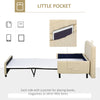 2-in-1 Ottoman Bed, Convertible Sofa Bed with Little Pocket, Ottoman Sleeper with Padded Cushion and Linen Surface, Single Bed, Beige