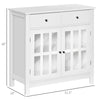 Sideboard Buffet Cabinet, Storage Cupboard with Glass Doors, Adjustable Shelf and 2 Drawers for Kitchen, White