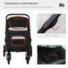 Pet Stroller with Universal Front Wheels, Shock Absorber, One Click Foldable Dog Cat Carriage with Brakes, Storage Bags, Mesh Window, Safety Leash for Large & Medium-sized Dogs, Red
