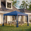 Outdoor 10' x 10' Patio Gazebo Outdoor Pop-Up Canopy with Sidewalls, Instant Setup, 4 Mesh Walls for Party, Events, Backyard, Lawn, Blue