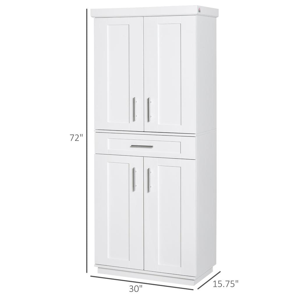 Modern Kitchen Pantry Freestanding Cabinet Cupboard with Doors and Shelves  Adjustable Shelving  White