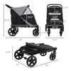 Pet Stroller with Universal Front Wheels, Shock Absorber, One Click Foldable Dog Cat Carriage with Brakes, Storage Bags, Mesh Window, Safety Leash for Large & Medium-sized Dogs, Gray