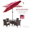 9' 3-Tier Patio Umbrella, Outdoor Market Umbrella with Crank and Push Button Tilt for Deck, Backyard and Lawn, Wine Red