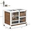 Rabbit Hutch Indoor, 2-Story Bunny Hutch, Wooden Guinea Pig Cage, Small Animal House, with Tray, Casters, Lockable Doors, Ramp, Brown