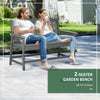 Outdoor Bench, Garden Bench with Backrest and Armrests, Plastic Patio Loveseat for Lawn, Yard, Balcony, Porch, Dark Gray