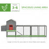 118" Extra Large Chicken Coop with Asphalt Roof, Wooden Hen House with Slide-out Tray, Quail Hutch with Nesting Box, Gray