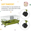 35" Small Animal Cage Chinchilla Guinea Pig Hutch Ferret Pet House with Platform Ramp, Food Dish, Wheels, & Water Bottle