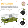 35" Small Animal Cage Chinchilla Guinea Pig Hutch Ferret Pet House with Platform Ramp, Food Dish, Wheels, & Water Bottle