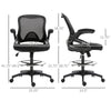 Mesh Drafting Chair, Tall Office Chair with Lumbar Support, Flip-Up Armrests, Footrest Ring and Adjustable Seat Height, Black