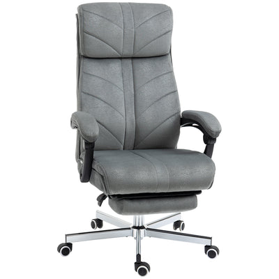High-Back Office Chair Computer Desk Chair with Footrest Reclining Function and Adjustable Height Gray