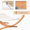 154'' x 47'' Outdoor Hammock, Arch Wooden Hammock with Stand, Single Bed w/ Straps and Hooks, White