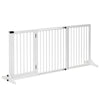 Adjustable Wooden Pet Gate Freestanding Dog Barrier Fence Doorway 3 Panels Safety Gate w/ Lockable Door, White 44.5"-65.25"x14.25"x28"