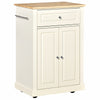 Rolling Kitchen Island Cart, Portable Serving Trolley Table with Drawer, Adjustable Shelf and 2 Towel Racks, Cream White