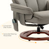 Recliner Chair with Ottoman, Electric Faux Leather Recliner with 10 Vibration Points and 5 Massage Mode, Swivel Reclining Chair with Wood Base, Remote Control and Side Pocket, Grey