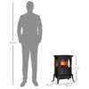 Electric Infrared Fireplace Stove, Freestanding Fireplace Heater with Realistic Flame, Adjustable Temperature, Timer, 1000W/1500W, Black