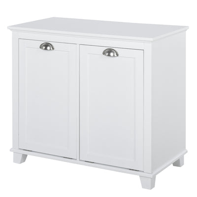 Laundry Organizer Bathroom Storage Cabinet Freestanding Furniture with 2 Tilt Out Hamper