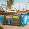 Pool Float Storage, Pool Caddy, with Wheels, 43.25" L x 22.5" W x 28" H, Dark Grey