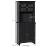 Elegant Buffet with Hutch, Kitchen Pantry Storage Cabinet with Framed Glass Door Drawer and Microwave Space, Black