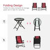 3 Piece Outdoor Patio Furniture Set with Glass Coffee Table & 2 Folding Padded Rocking Chairs, Bistro Style for Porch, Camping, Balcony, Red