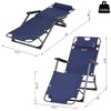 Folding Lounger Chair Metal Frame Folding Sun Lounger Curved Reclining Chair 120Â° / 180Â° W/ Head Pillow Navy