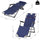 Folding Lounger Chair Metal Frame Folding Sun Lounger Curved Reclining Chair 120Â° / 180Â° W/ Head Pillow Navy