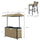 3 Piece Outdoor Bar Set for 2 with Canopy, Rectangular Table with Storage Shelves & Two Bar Chairs, Breathable Mesh