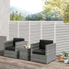 3 Pieces Patio Bistro Set, Outdoor PE Rattan Wicker Furniture W/ Washable Cushion and Coffee Table, Conversation Sofa Set for Balcony, Black