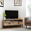 Corner TV Stand for TV up to 46", Entertainment Center with Open Storage and Drawers, TV Table with Steel Legs, Coffee