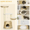 47" Cat Tree Kitty Activity Center, Cat Climbing Toy with Cattail Fluff, Bed, Condo, Sisal Scratching Post, and Hanging Ball, Natural