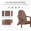 Folding Adirondack Chair, HDPE Outdoor All Weather Plastic Lounge Beach Chairs for Patio Deck and Lawn Furniture, Brown