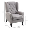 Fabric Tufted Club Accent Chair with Removable Cushion Wooden Legs - Grey