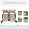 Modern 2-Seater Outdoor Patio Swing Chair, Porch Seats with Cup Holder and Removeable Canopy, Beige