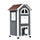 43"H Wooden Cat House Feral Cat Shelter Outdoor Kitten Condo 3-Floor Pet Habitat with Asphalt Roof, Escape Doors, Inside Stairs, Grey and White