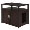 Wooden Cat Litter Box Enclosure Furniture with Adjustable Interior Wall & Large Tabletop for Nightstand  Brown