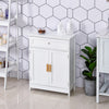 Bathroom Storage Cabinet with Double Shutter Door and Drawer, Toilet Vanity Cabinet, Narrow Organizer, White