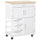 Rolling Kitchen Cart, Kitchen Island with Storage Drawer, 9-bottle Wine Rack, Door Cabinets, Wooden Countertop, White