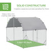 Galvanized Large Metal Chicken Coop Cage Walk-in Enclosure Poultry Hen Run House Playpen Rabbit Hutch with Cover 9.2' x 6.2' x 6.5' Silver