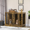 Large Furniture Style Dog Crate with Removable Panel, End Table with Two Rooms Design and Two Front Doors, Rustic Brown, 47" x 23.5" x 35"