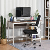 Computer Desk with Display Shelves Home Office Table Workstation  Walnut and White Wood Grain