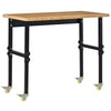 47" Work Bench with Height Adjustable Legs, Bamboo Tabletop Workstation Tool Table on Wheels for Garage, Weight Capacity 1320 Lbs, Black