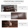Mid-Century Modern Accent Chair Faux Leather Sofa Button Tufted Armchair with Metal Frame, Brown