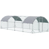 Galvanized Large Metal Chicken Coop Cage Walk-in Enclosure Poultry Hen Run House Playpen Rabbit Hutch with Cover for Backyard, Silver