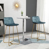 Tall Bar Stools, Set of 2, Velvet-Touch Fabric Bar Chairs, 30.25" Bar Height Stools with Gold-Tone Metal Legs for Dining Area, Home Bar, Blue