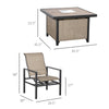 5-Piece Rattan Patio Dining Set Outdoor Wicker Furniture Set 4 Rocking Chairs & Square Table with Metal Ice Bucket, Beige