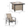5-Piece Rattan Patio Dining Set Outdoor Wicker Furniture Set 4 Rocking Chairs & Square Table with Metal Ice Bucket, Beige