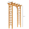 7' Wood Steel Outdoor Garden Arched Trellis Arbor with Natural Fir Wood & Side Panel for Climbing Vines, Orange