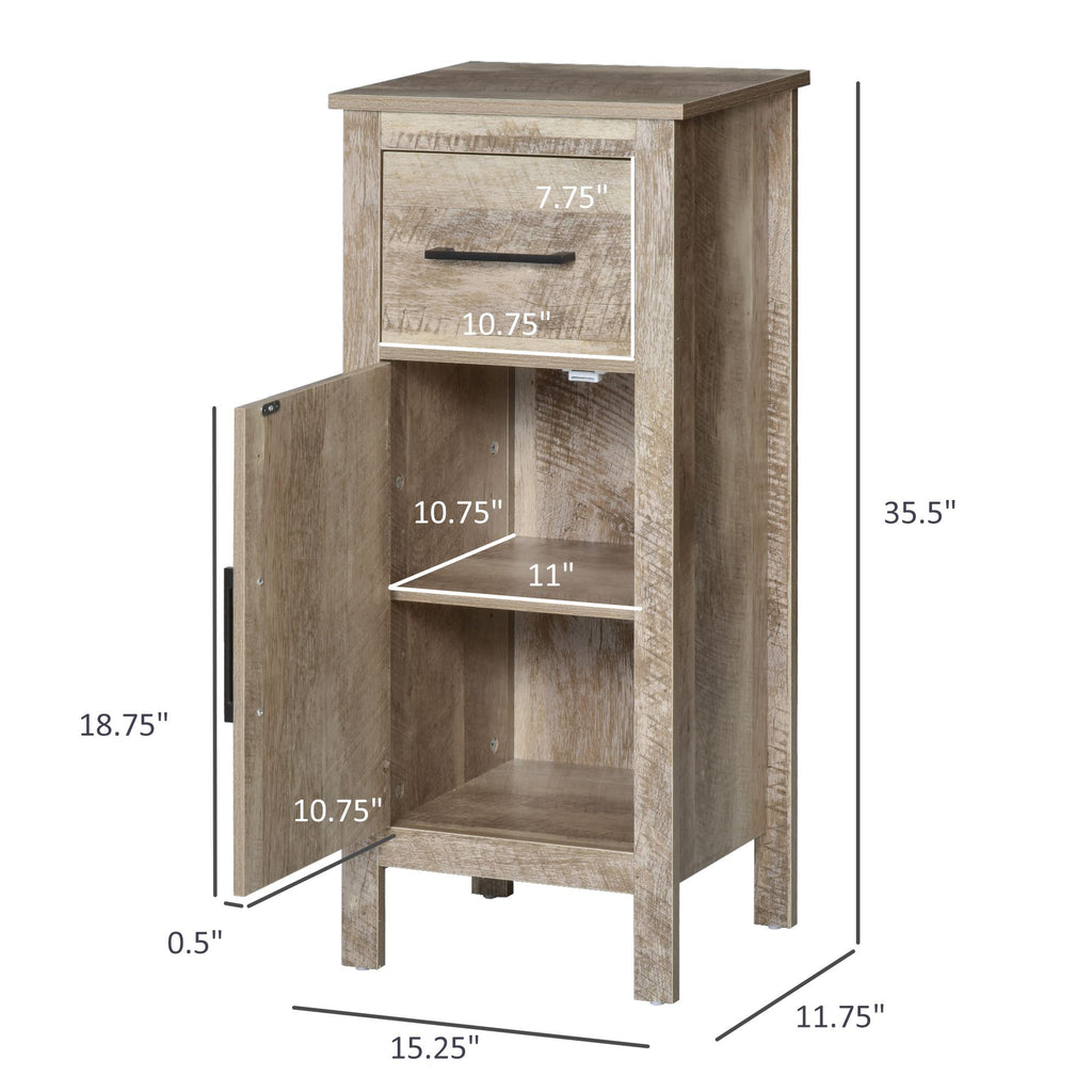 Freestanding Bathroom Floor Cabinet with Drawer and Adjustable Shelf  Wooden Vanity Toilet Storage Cupboard for Entryway Living Room